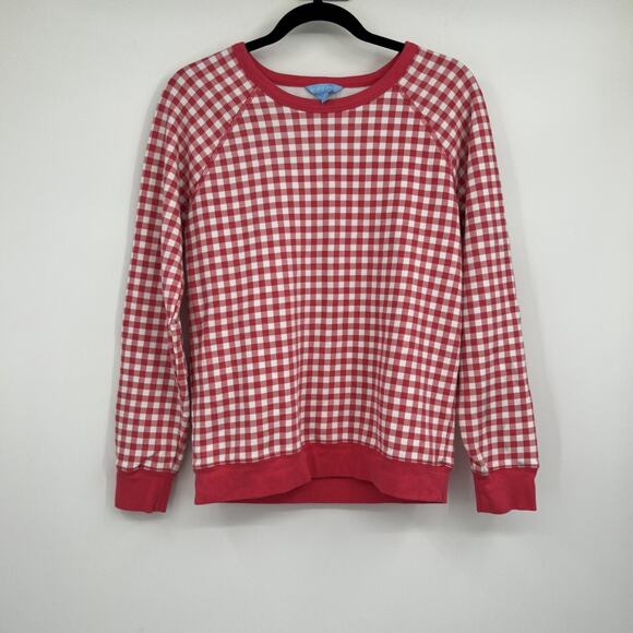 Draper James Pink Plaid Cotton Pullover Sweatshirt Size Small S - Picture 1 of 5